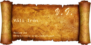 Váli Irén névjegykártya